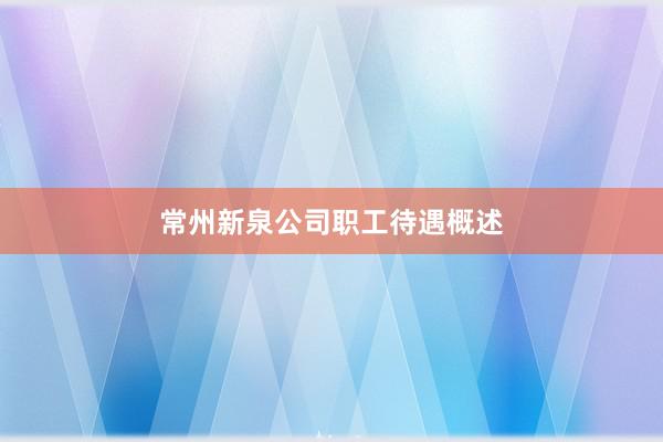 常州新泉公司职工待遇概述