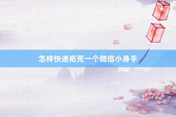 怎样快速拓荒一个微信小身手
